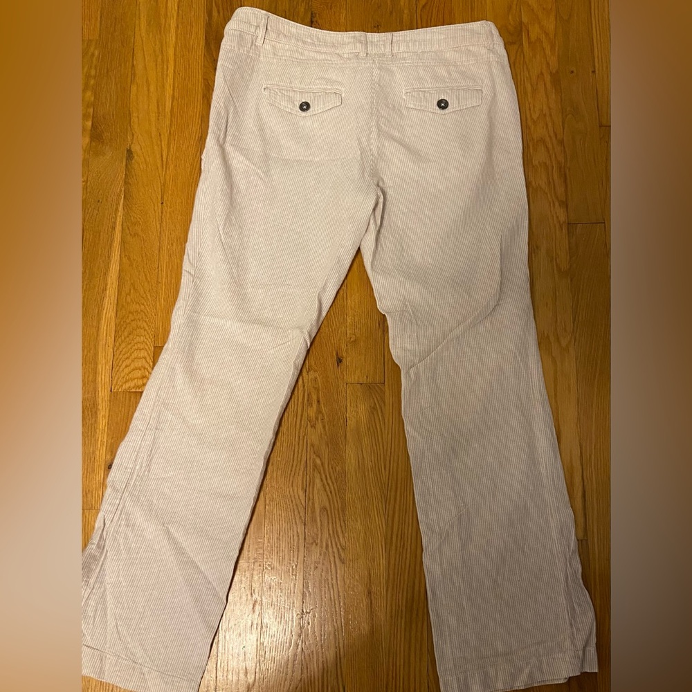 Dalia Beige Striped Linen&Cotton Pants
